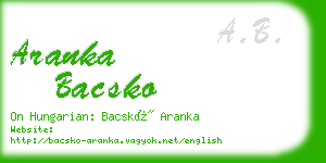 aranka bacsko business card